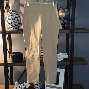 Express high waisted pull on ankle slit khaki med